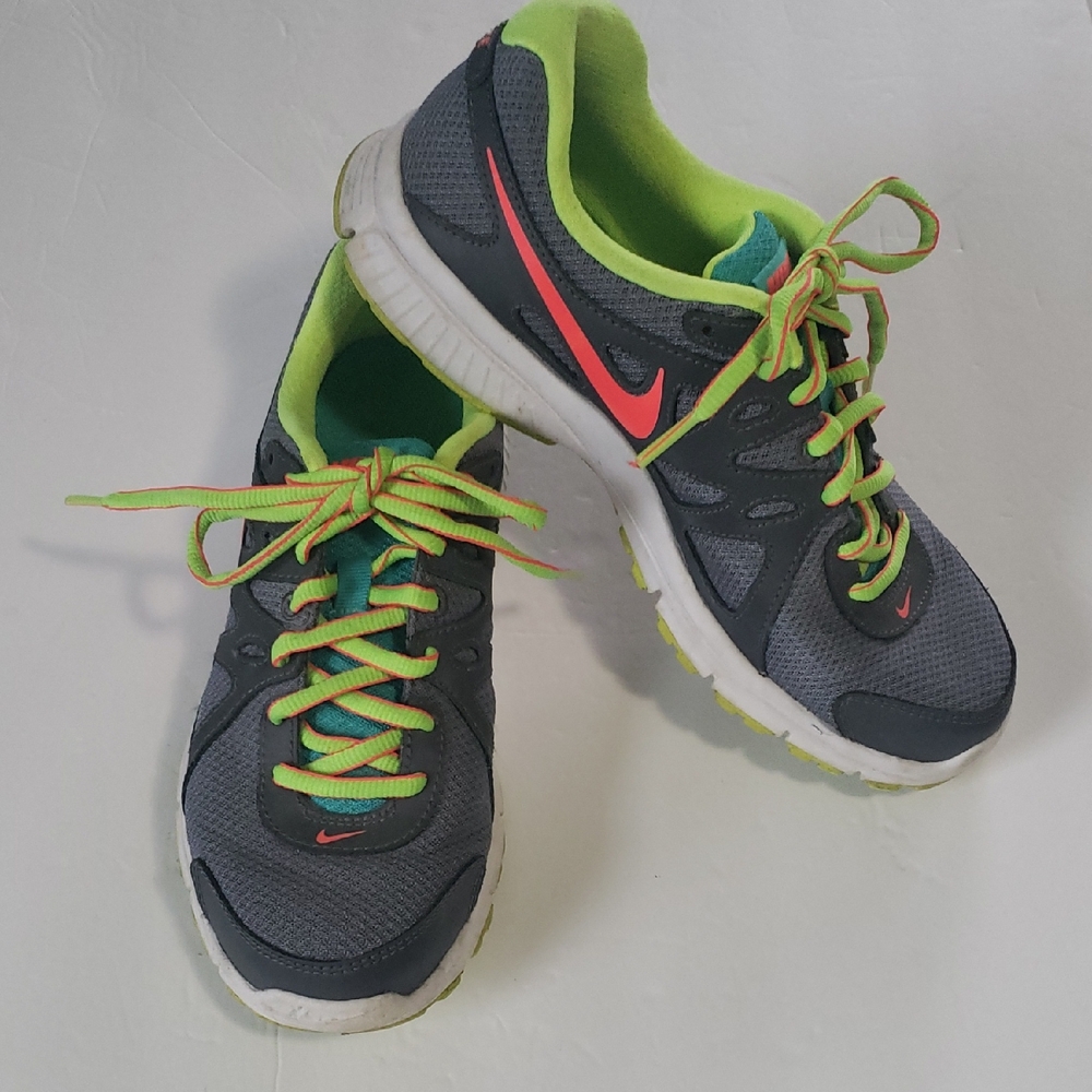 Nike Charcoal and Lime Athletic Sneakers